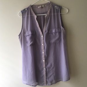 Sheer Purple Button Up Tank